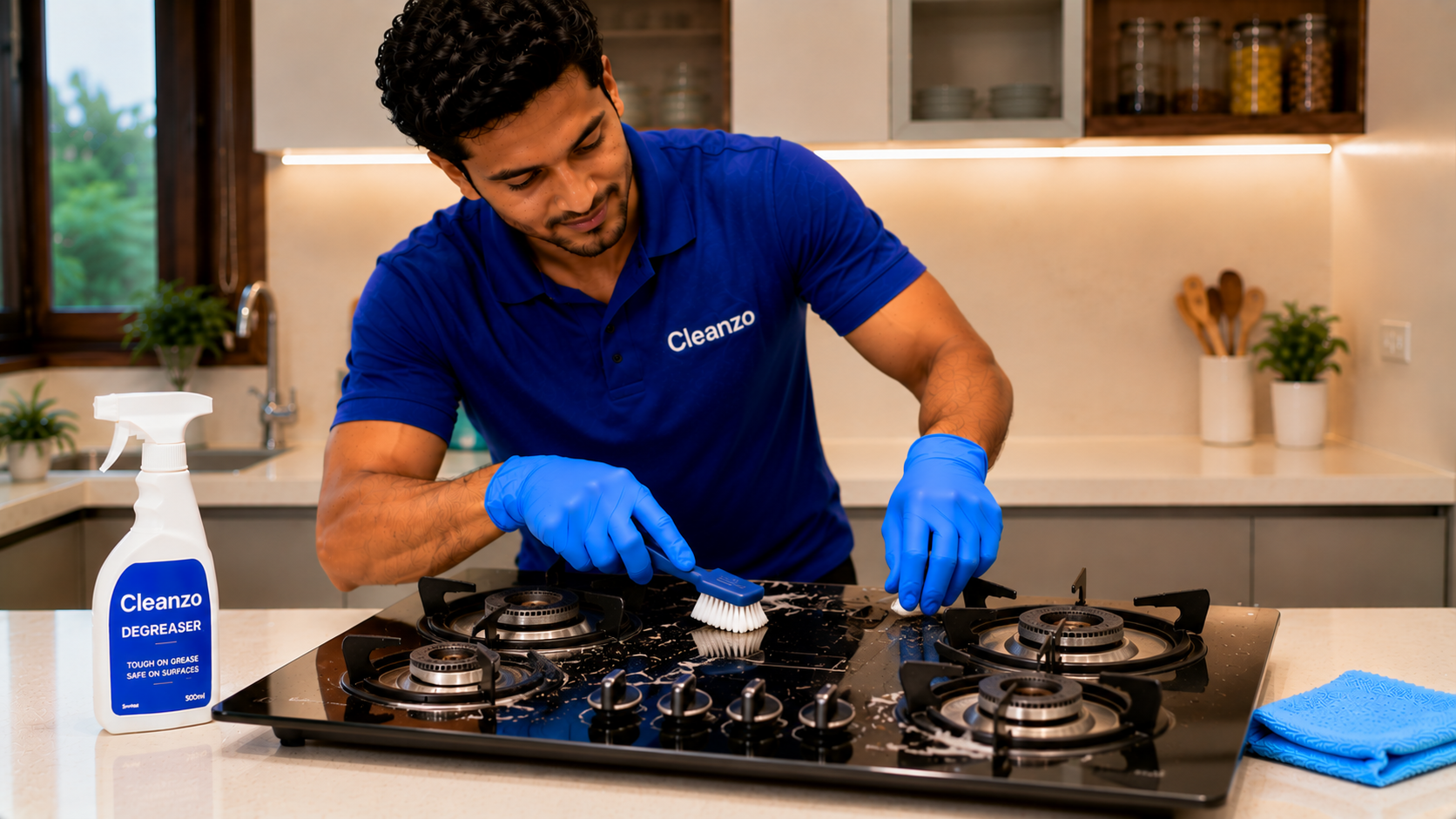 Gas Stove Cleaning 4 Burner